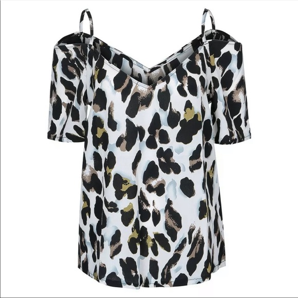 Off Shoulder, Leopard Print Blouse - Picture 9 of 12